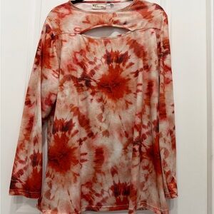 Orange Tie-Dye Long Sleeve Top
